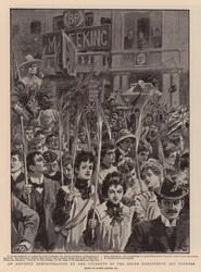 Eine künstlerische Demonstration der Studenten der Kunstschulen von South Kensington